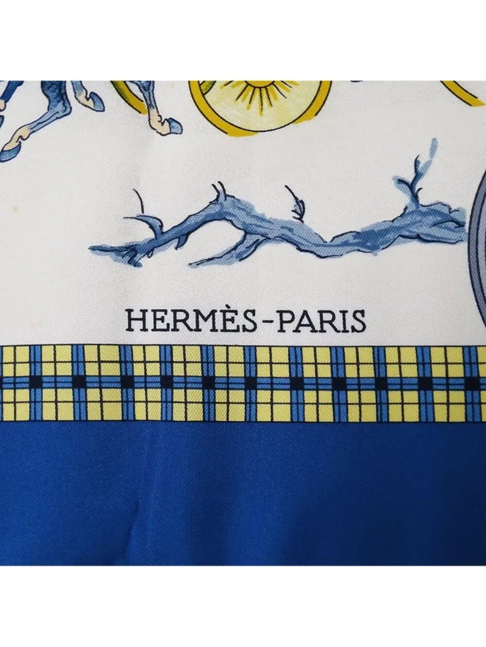 Hermes Scarf Carre 90 L'hiver en Poste Winter Mail Silk Blue